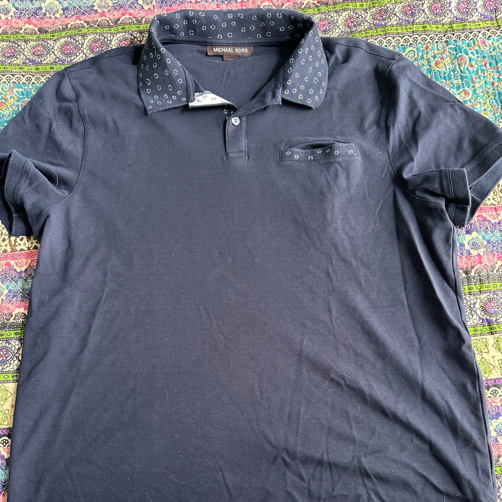 Michael Kors Blue Polo Shirt Short-Sleeved Cotton